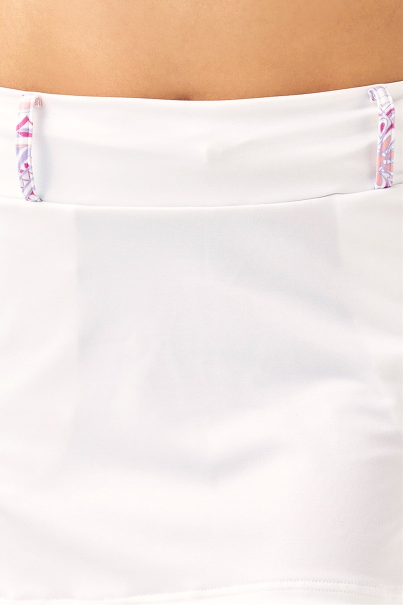 ボックススカート(クリスタルラインストーン付) ホワイト/スパイラルジオメトリックピンク