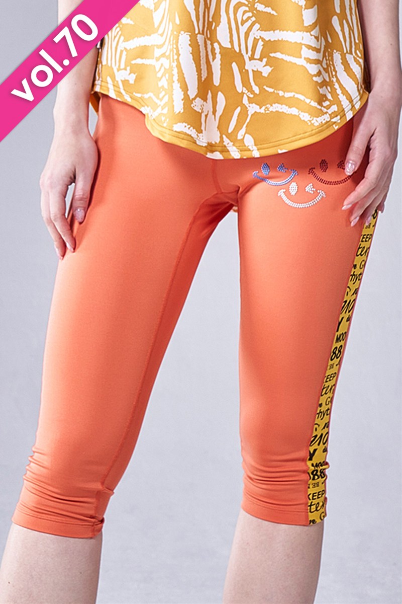 フィットネスウェア | サイド切替カプリレギンス（スタッズ付