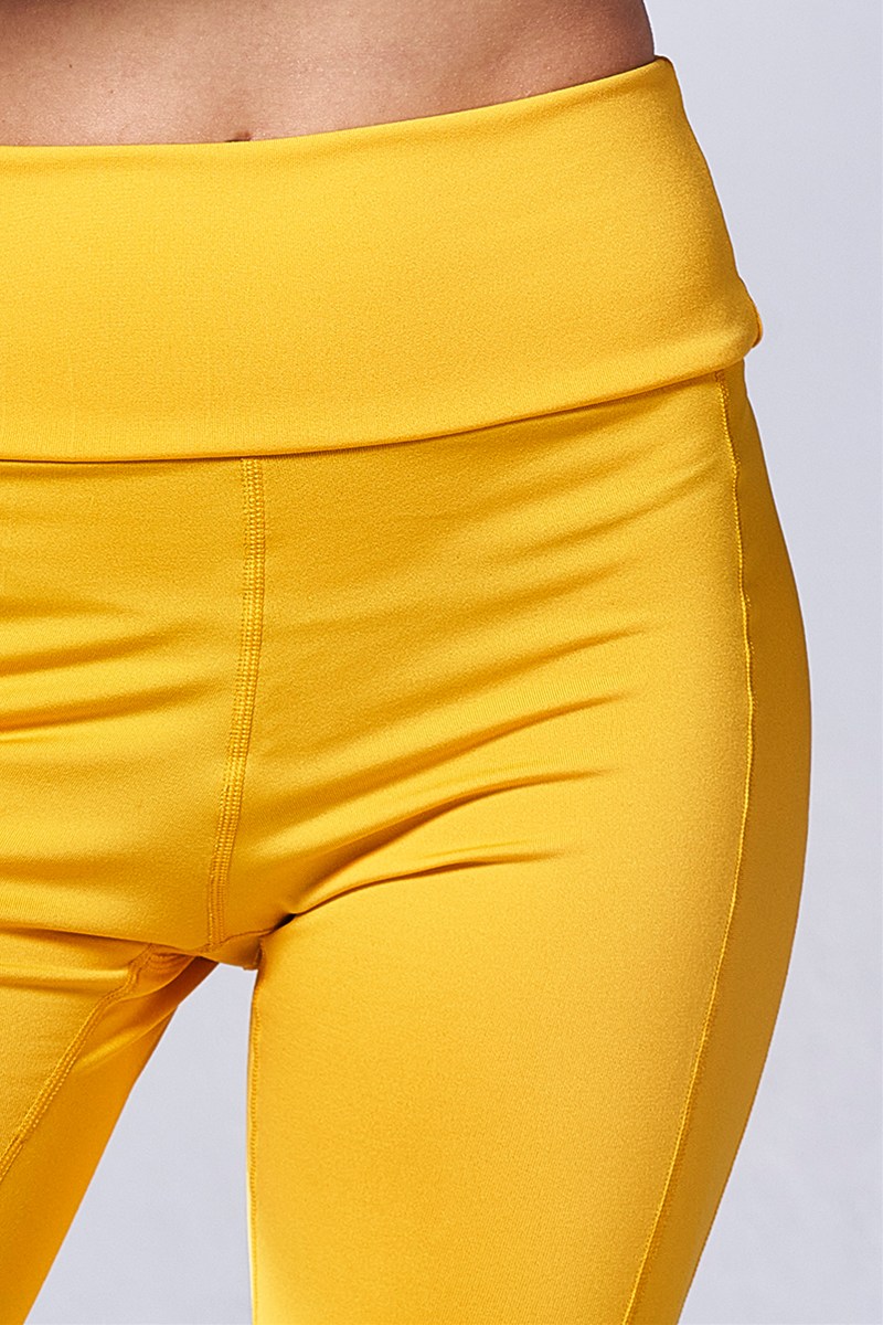 フィットネスウェア | 裾サイド切替ロングレギンス＊イエロー