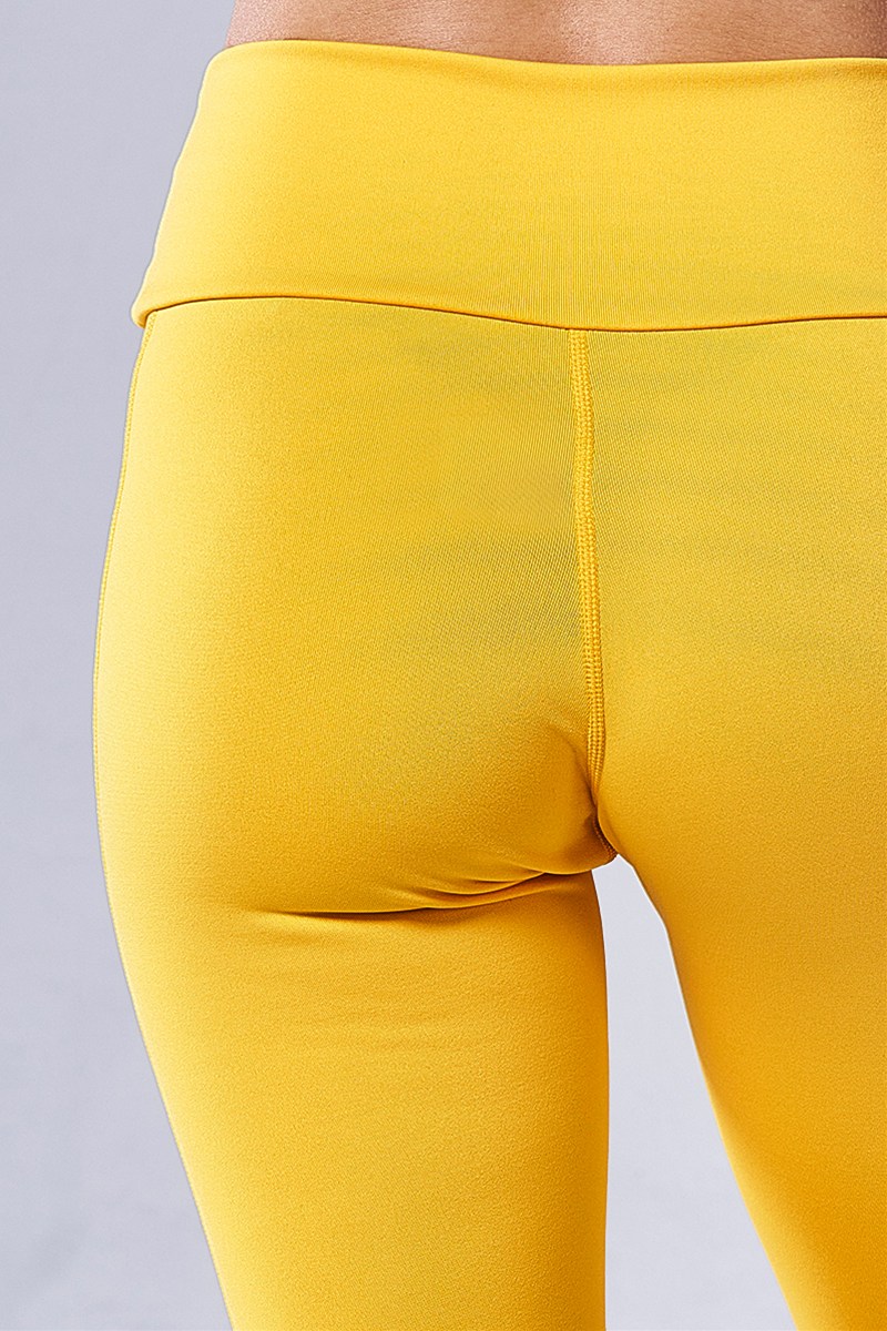 フィットネスウェア | 裾サイド切替ロングレギンス＊イエロー 【フリー