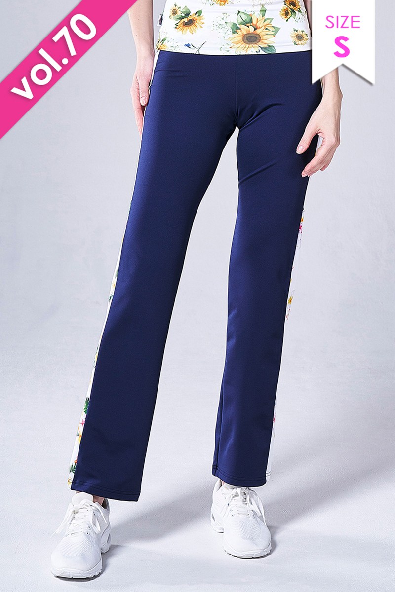 フィットネスウェア | サイド切替ブーツカットパンツ＊ネイビー