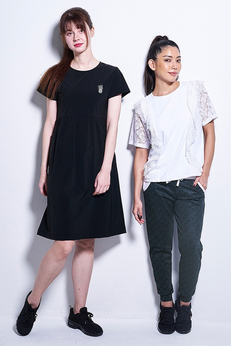 フィットネスウェア | サイドフラワーレース切替エアリーTシャツ