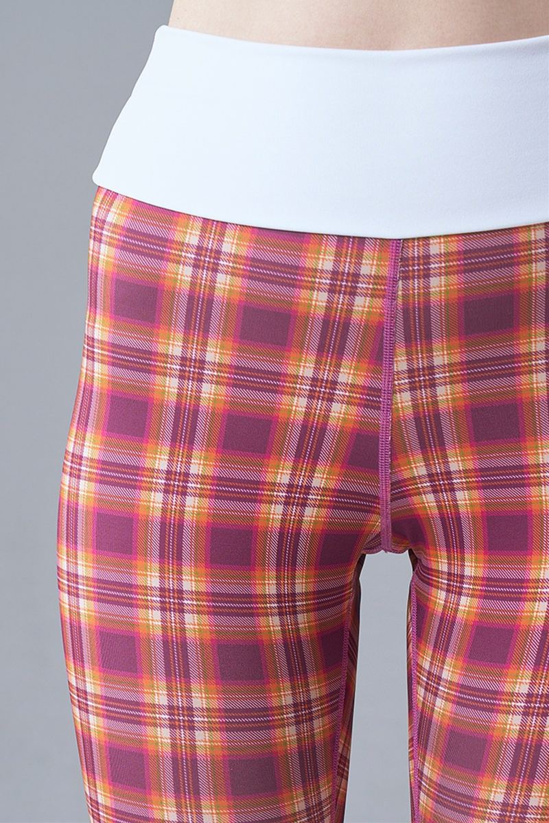 裾リボンカプリレギンス タータンピンク