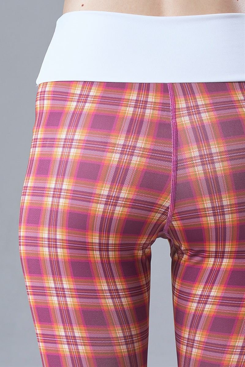 裾リボンカプリレギンス タータンピンク