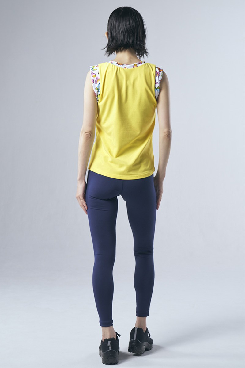 サイドテープ切替ロングレギンス(スタッズ付) ネイビー