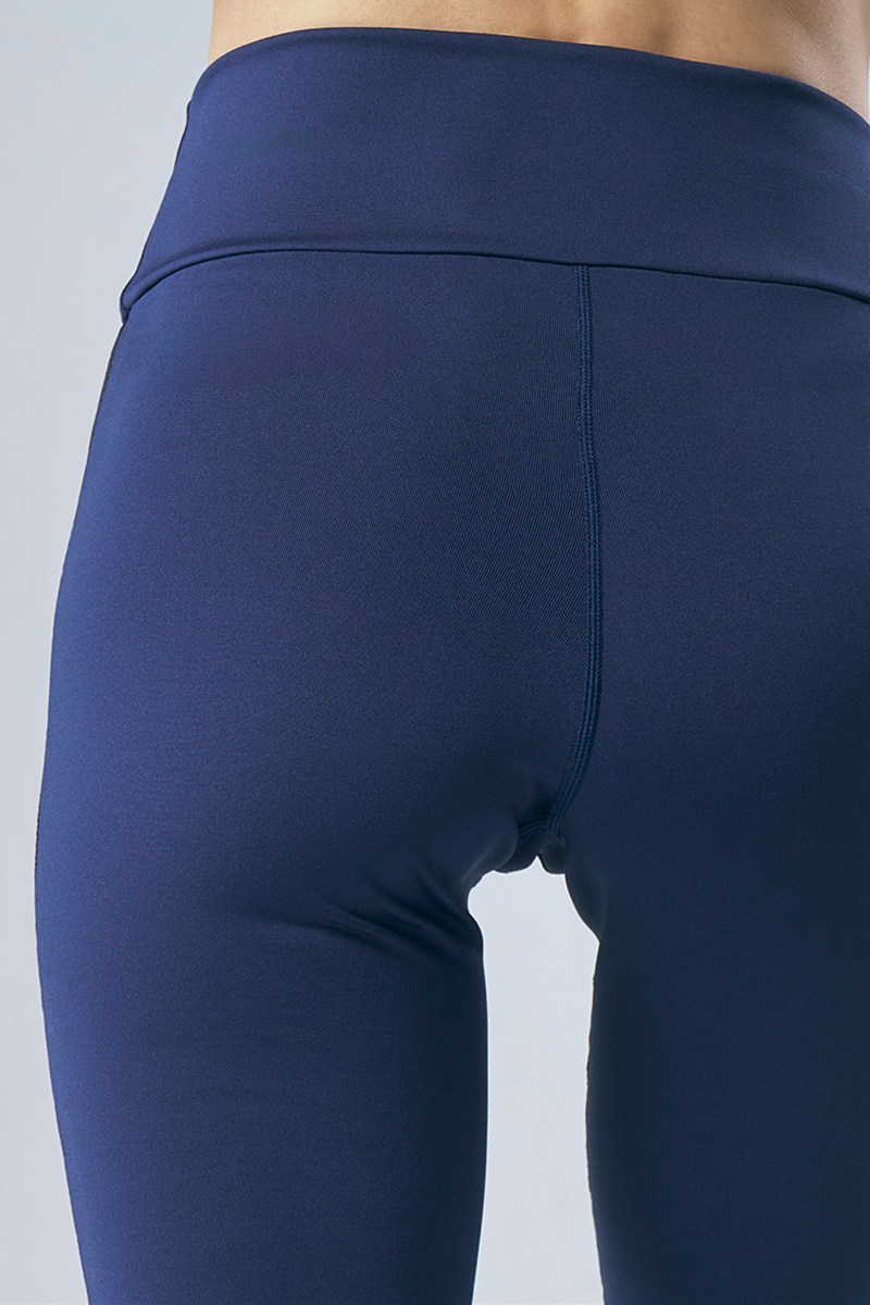 サイドテープ切替ロングレギンス(スタッズ付) ネイビー