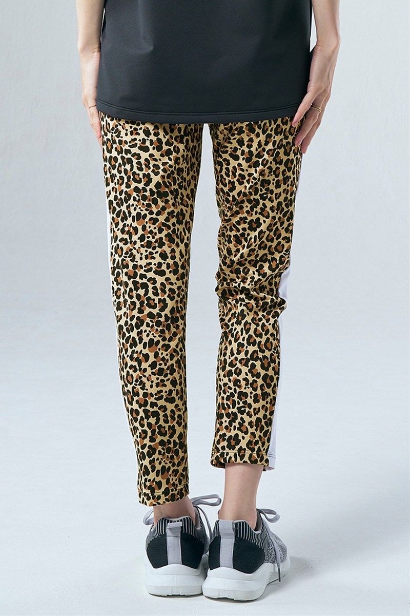 サイド切替ロングジョガーパンツ キャメルレパード