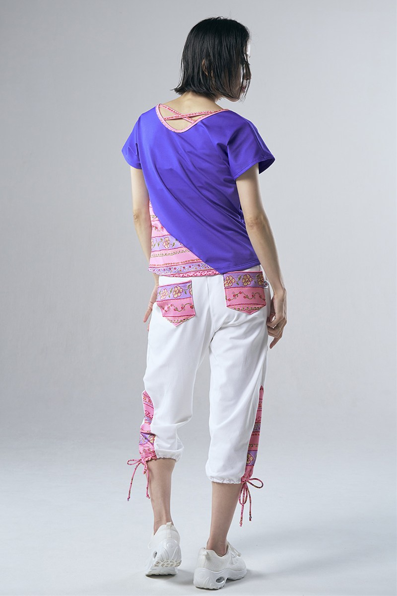 フィットネスウェア | 裾切替カーゴカプリパンツ＊ホワイト 【フリー