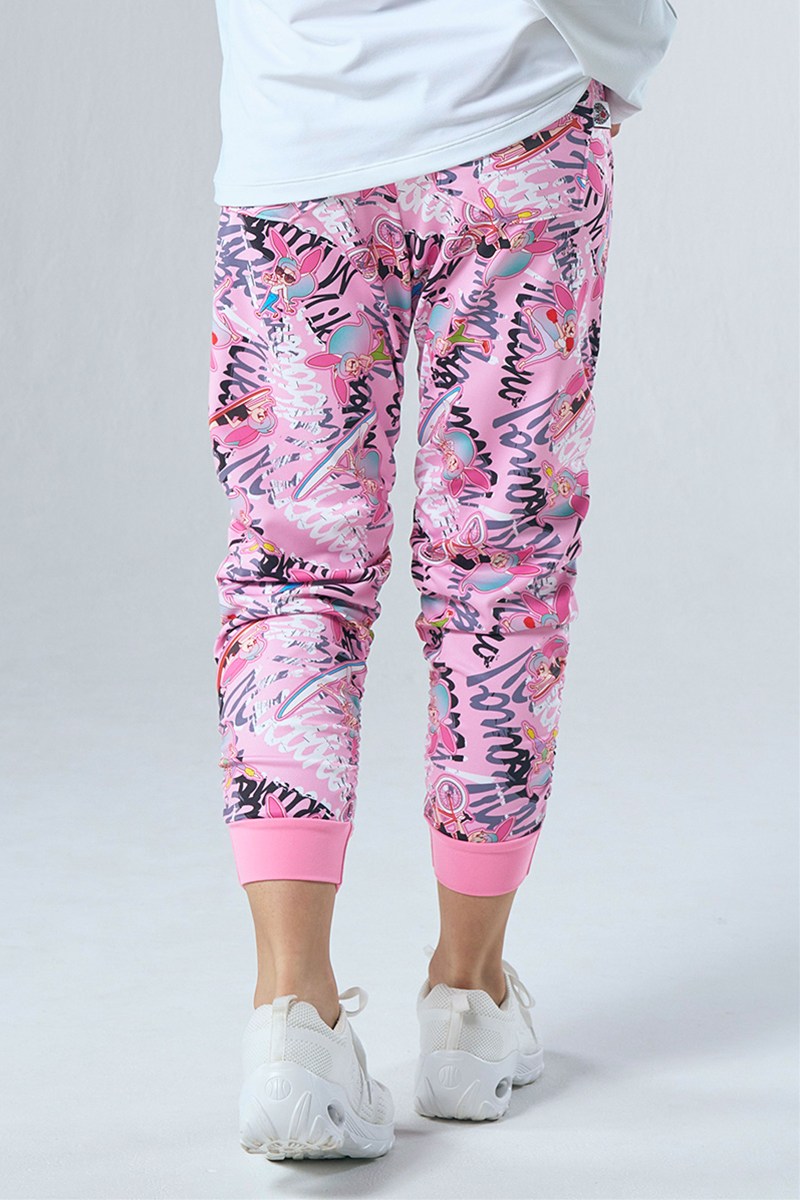 サイドギャザーコンパクトギャングスターパンツ アクティブバニーピンク