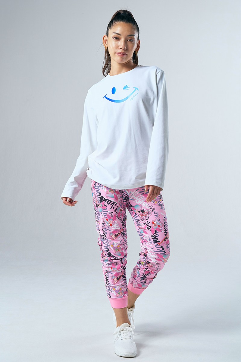 サイドギャザーコンパクトギャングスターパンツ アクティブバニーピンク