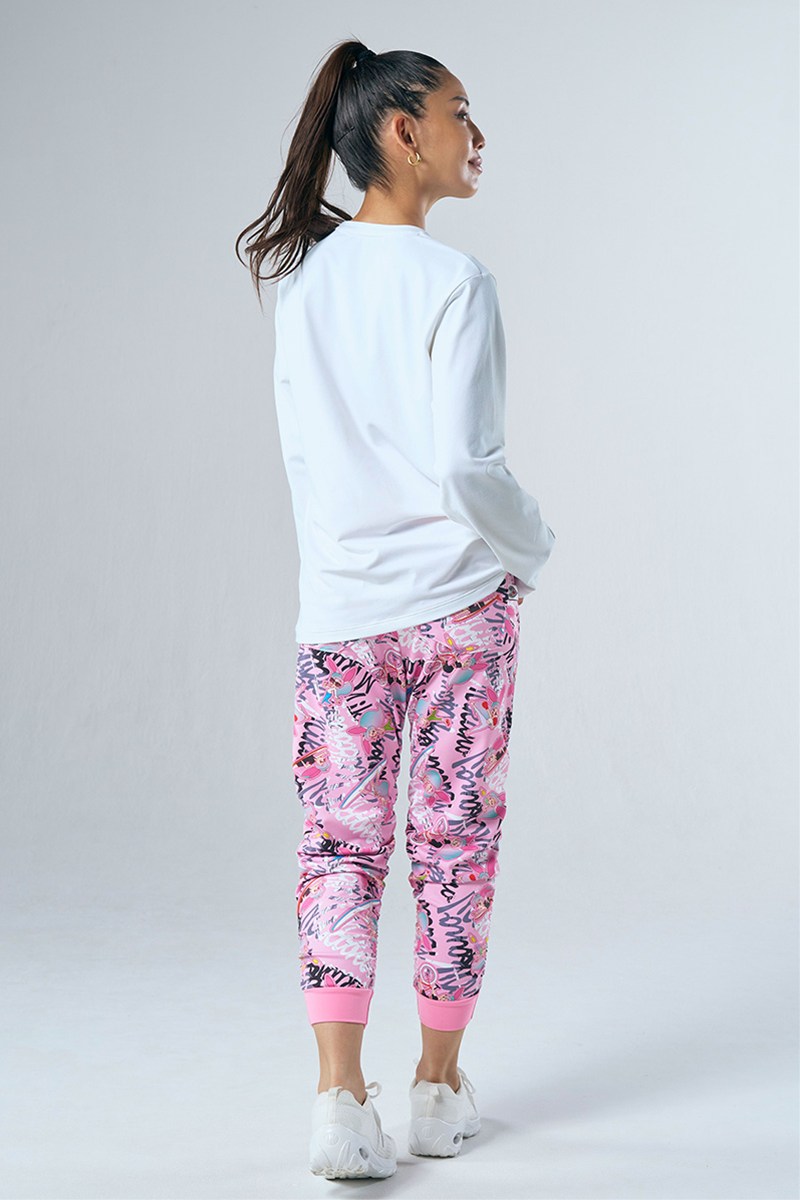 サイドギャザーコンパクトギャングスターパンツ アクティブバニーピンク