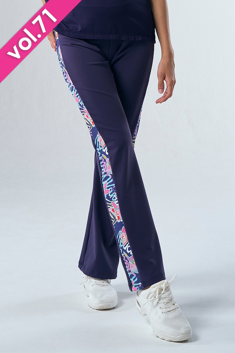 フィットネスウェア | サイド切替ブーツカットパンツ＊ネイビー