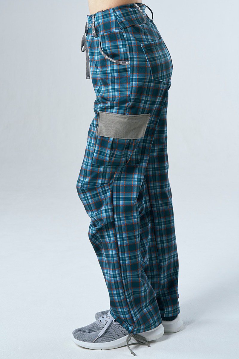 フィットネスウェア | カーゴロングパンツ＊タータングリーン 【S