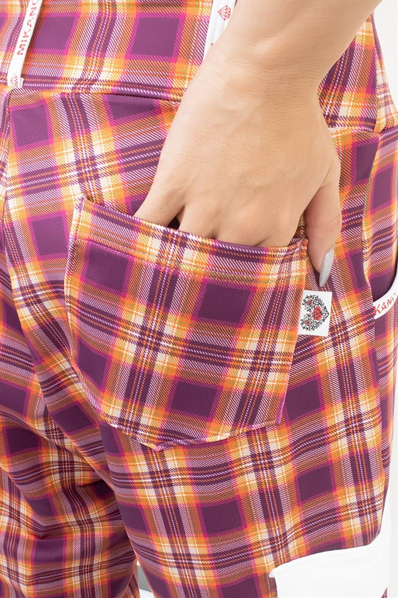 フィットネスウェア | カーゴロングパンツ＊タータンピンク 【M