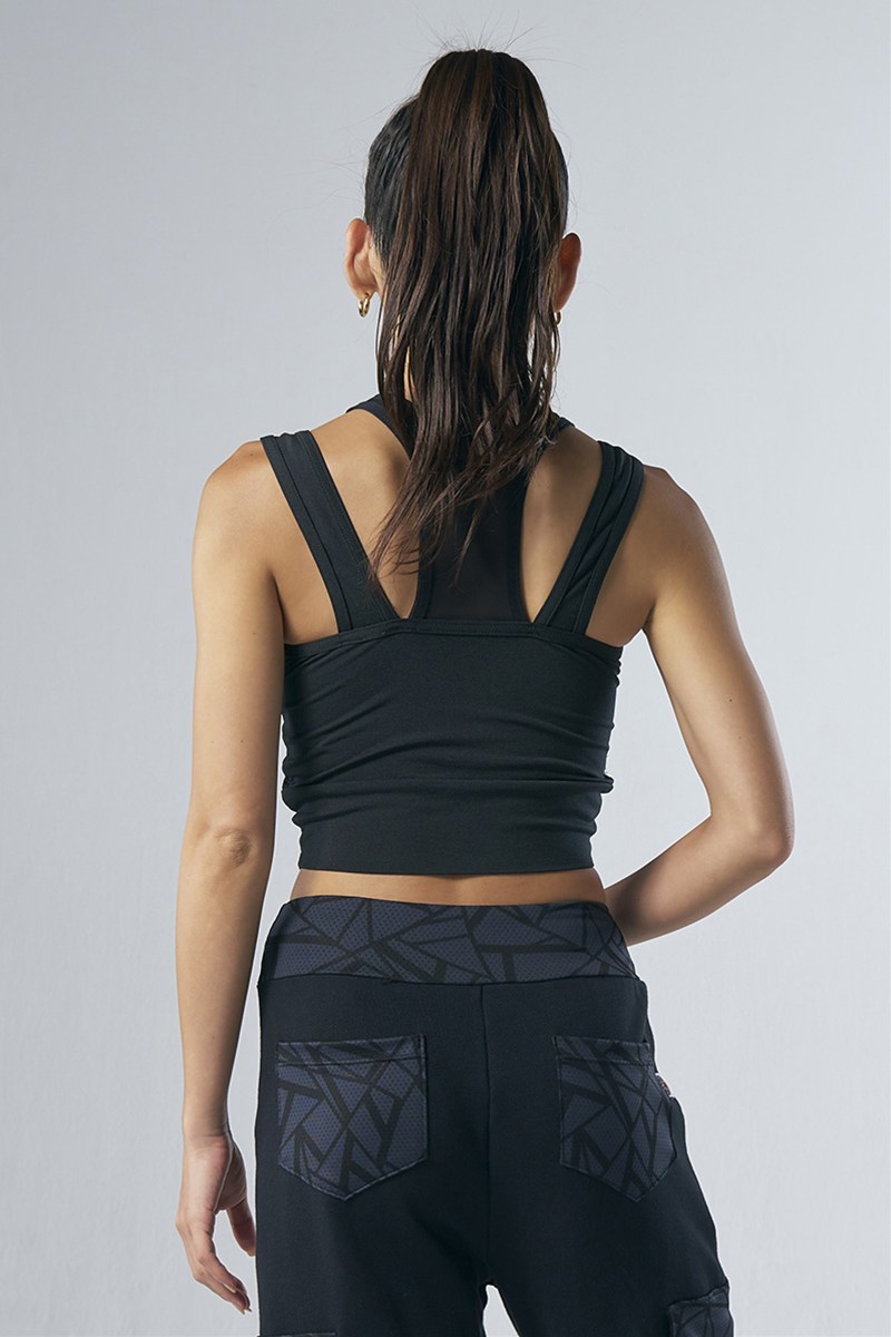 フィットネスウェア | フロントメッシュレイアーロングトップス