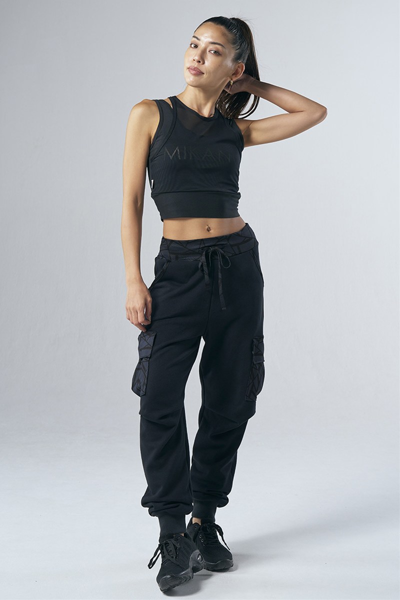 フィットネスウェア | フロントメッシュレイアーロングトップス