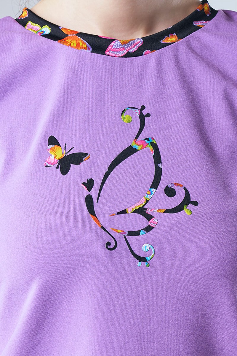 袖口ツイストデザインセミフィットタンクトップ フェアリーパープル