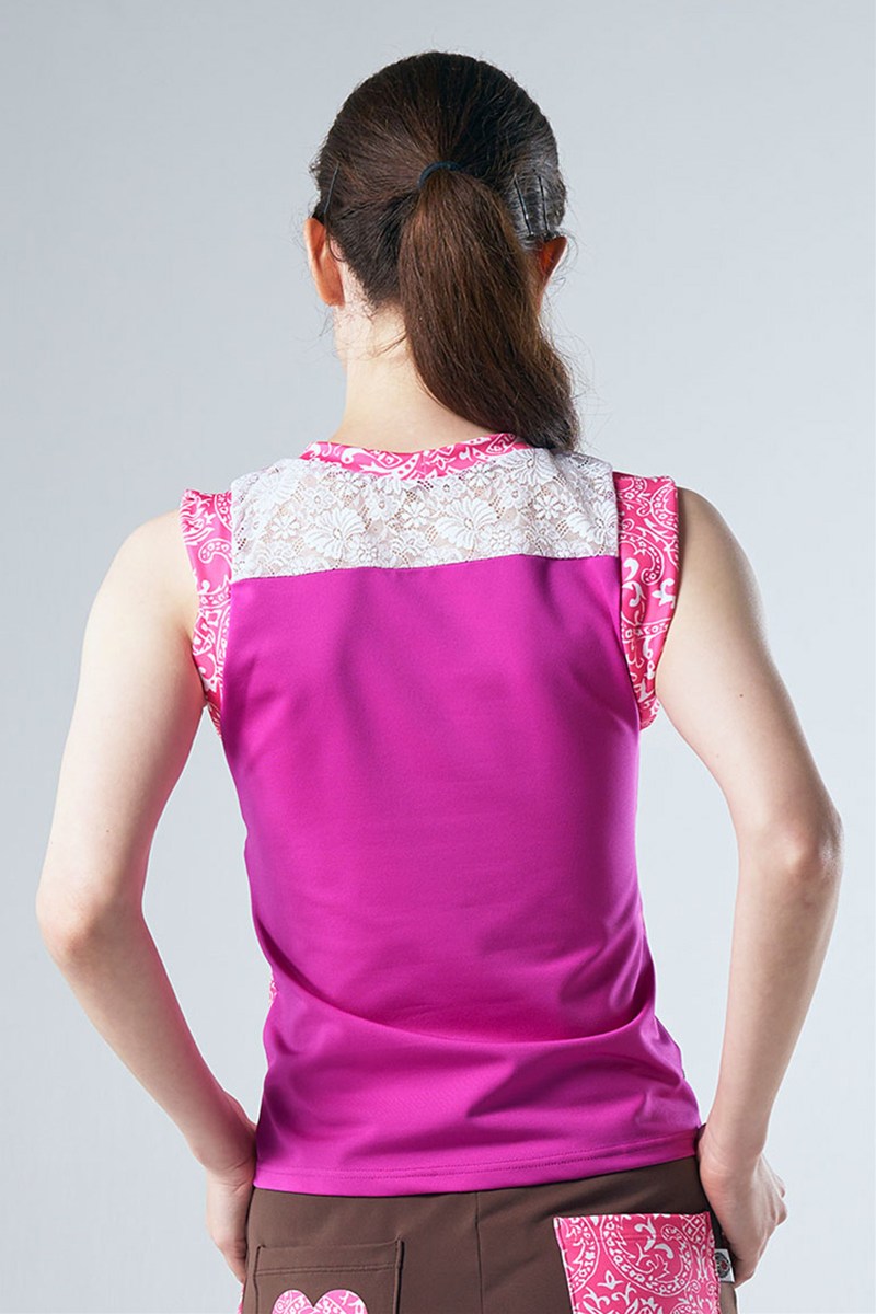 フィットネスウェア | 袖口ツイストデザインセミフィットタンクトップ