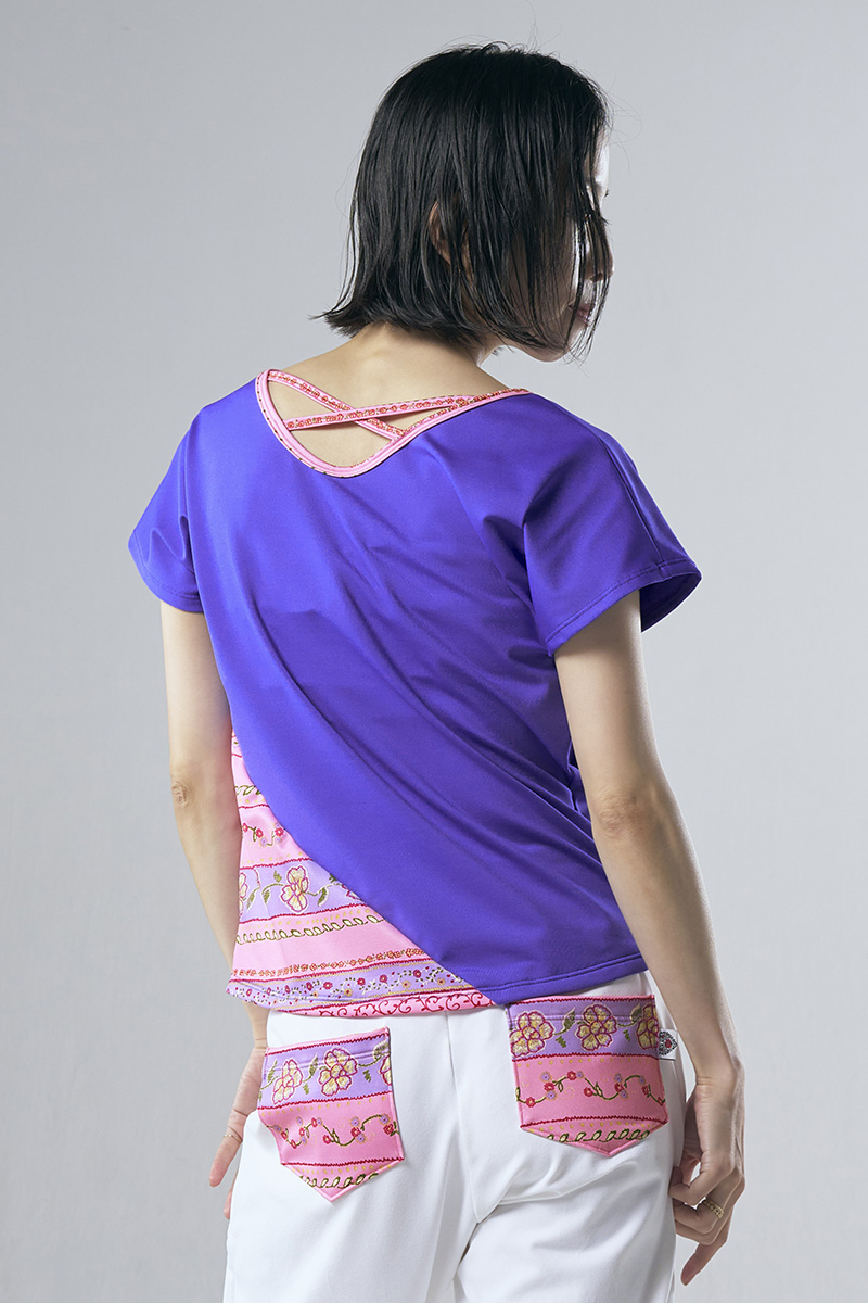 裾切替エアリーTシャツ ロイヤルブルー