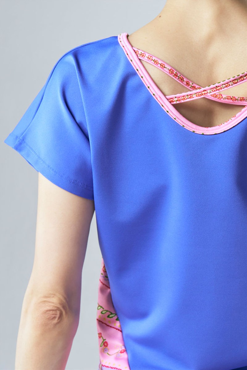 裾切替エアリーTシャツ ロイヤルブルー