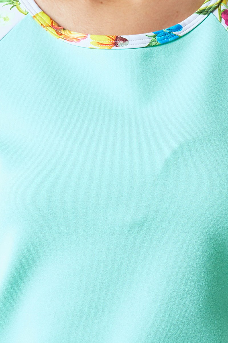 肩開きエアリーTシャツ ライトグリーン