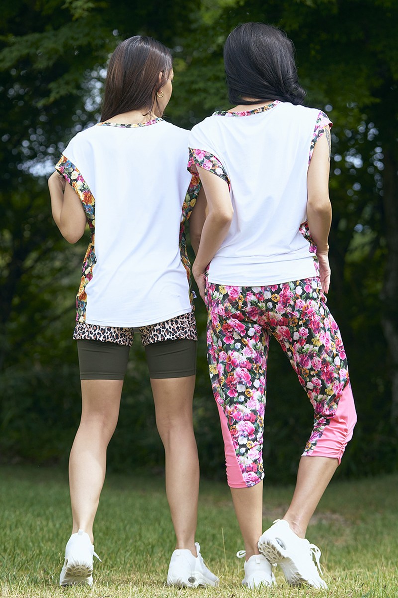 フィットネスウェア | サイド切替エアリーTシャツ＊ホワイト/メディ