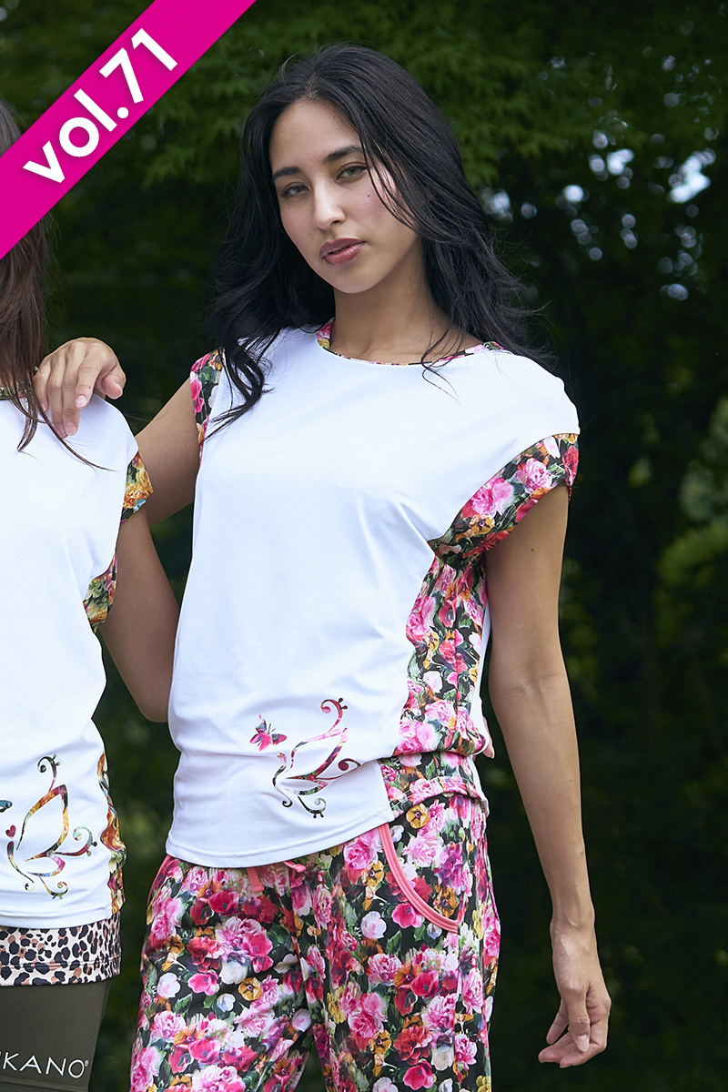 フィットネスウェア | サイド切替エアリーTシャツ＊ホワイト/メディ