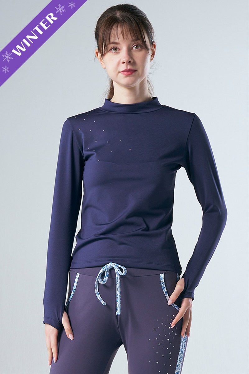 フィットネスウェア | ハイネックロングスリーブTシャツ(クリスタル