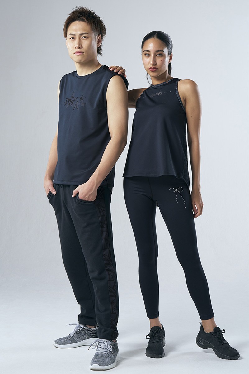 肩メッシュ切替メンズタンクトップ ブラック