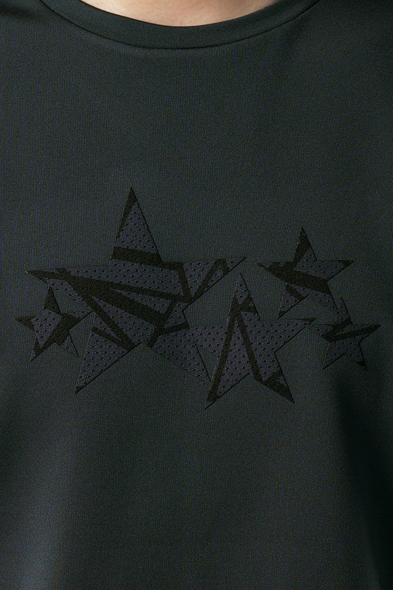 肩メッシュ切替メンズタンクトップ ブラック