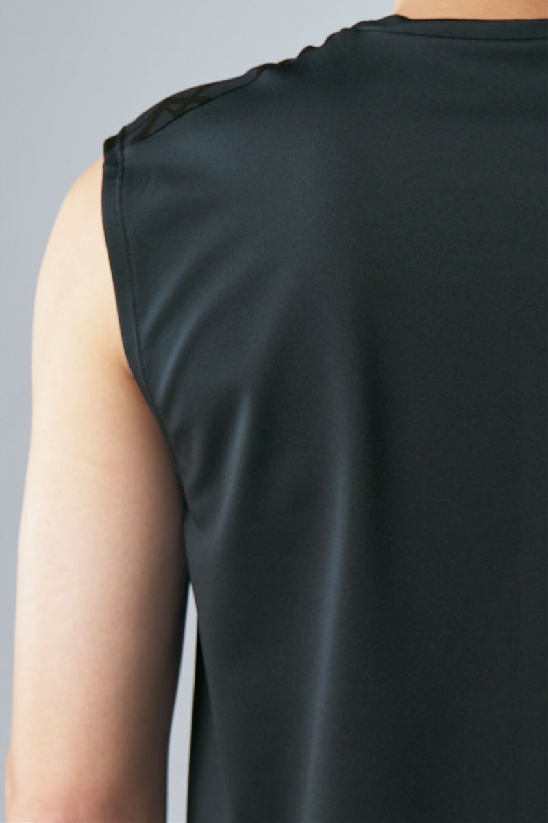 フィットネスウェア | 肩メッシュ切替メンズタンクトップ＊ブラック