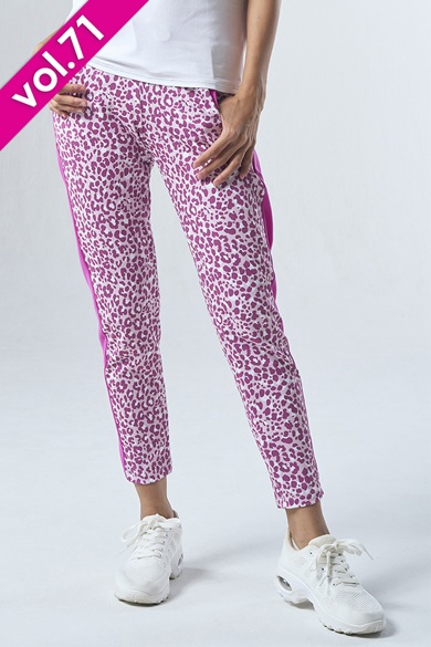 サイド切替ロングジョガーパンツ ローズレパード