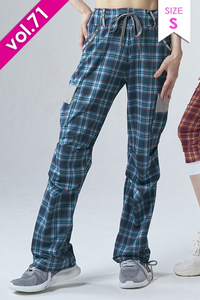 フィットネスウェア | カーゴロングパンツ＊タータングリーン 【S