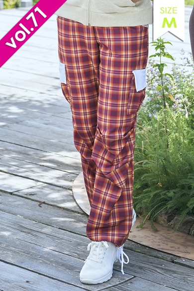 フィットネスウェア | カーゴロングパンツ＊タータンピンク 【M】 [Vol