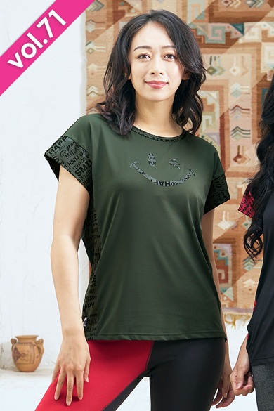 フィットネスウェア | サイド切替エアリーTシャツ＊アーミーグリーン