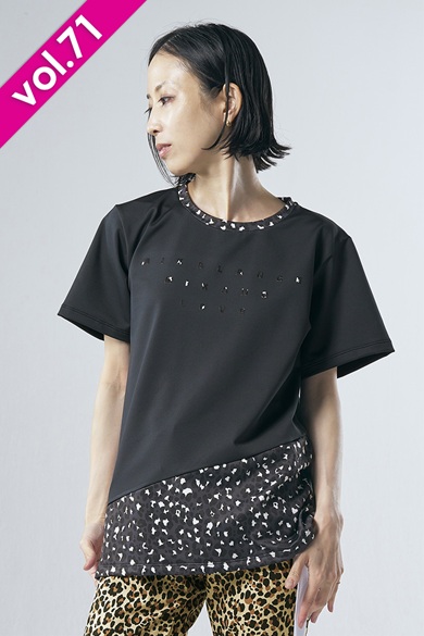 裾切替ユニセックスTシャツ ブラック